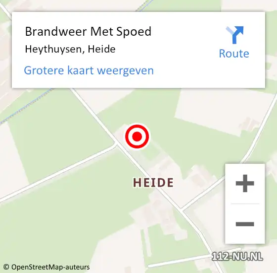 Locatie op kaart van de 112 melding: Brandweer Met Spoed Naar Heythuysen, Heide op 10 mei 2020 11:43