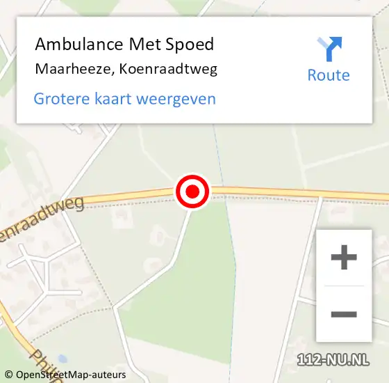 Locatie op kaart van de 112 melding: Ambulance Met Spoed Naar Maarheeze, Koenraadtweg op 10 mei 2020 12:16