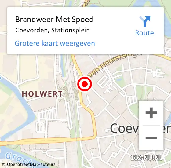 Locatie op kaart van de 112 melding: Brandweer Met Spoed Naar Coevorden, Stationsplein op 10 mei 2020 12:45