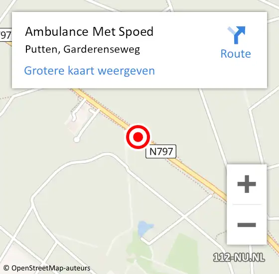 Locatie op kaart van de 112 melding: Ambulance Met Spoed Naar Putten, Garderenseweg op 10 mei 2020 12:59