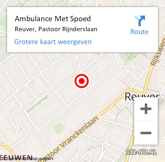 Locatie op kaart van de 112 melding: Ambulance Met Spoed Naar Reuver, Pastoor Rijnderslaan op 10 mei 2020 13:00