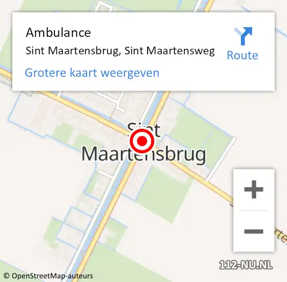 Locatie op kaart van de 112 melding: Ambulance Sint Maartensbrug, Sint Maartensweg op 10 mei 2020 13:58