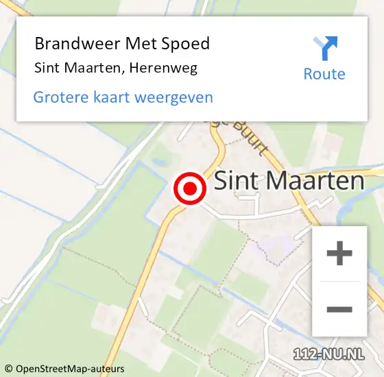 Locatie op kaart van de 112 melding: Brandweer Met Spoed Naar Sint Maarten, Herenweg op 10 mei 2020 14:00