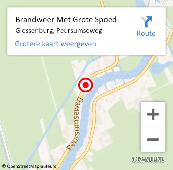 Locatie op kaart van de 112 melding: Brandweer Met Grote Spoed Naar Giessenburg, Peursumseweg op 10 mei 2020 14:30