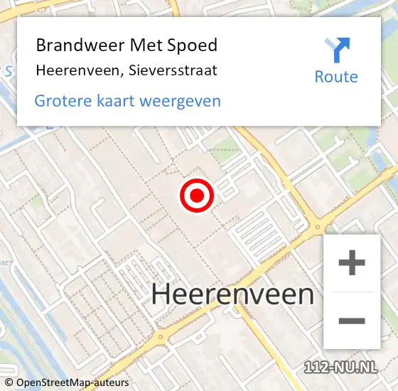 Locatie op kaart van de 112 melding: Brandweer Met Spoed Naar Heerenveen, Sieversstraat op 10 mei 2020 15:33