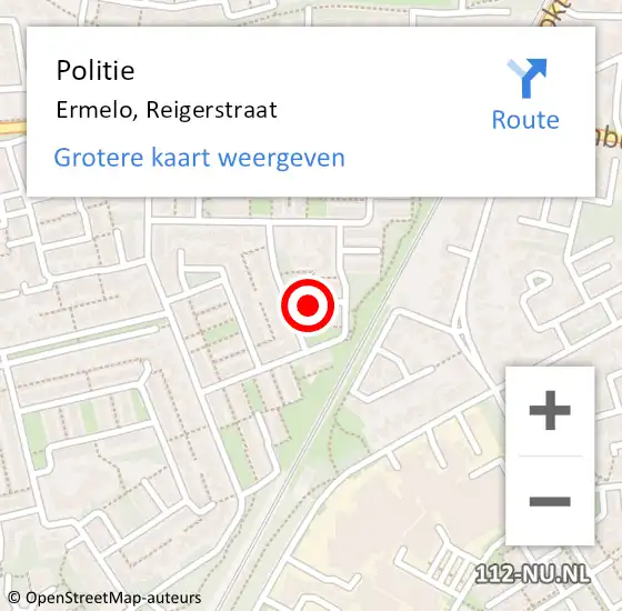 Locatie op kaart van de 112 melding: Politie Ermelo, Reigerstraat op 10 mei 2020 15:47