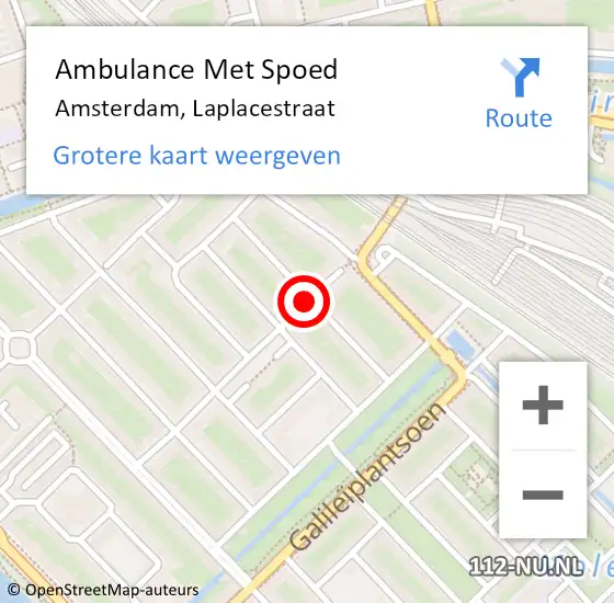 Locatie op kaart van de 112 melding: Ambulance Met Spoed Naar Amsterdam, Laplacestraat op 10 mei 2020 16:26