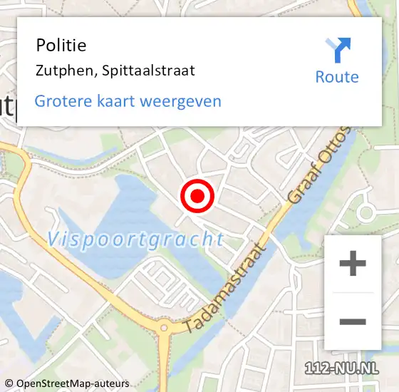 Locatie op kaart van de 112 melding: Politie Zutphen, Spittaalstraat op 10 mei 2020 16:32