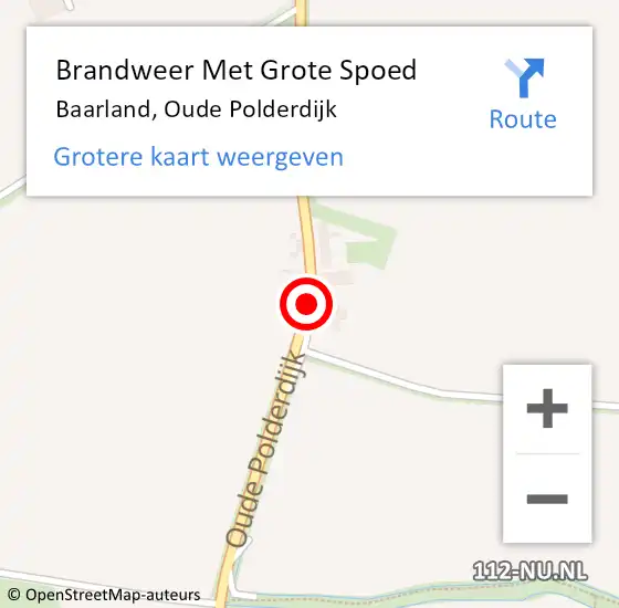 Locatie op kaart van de 112 melding: Brandweer Met Grote Spoed Naar Baarland, Oude Polderdijk op 10 mei 2020 17:00