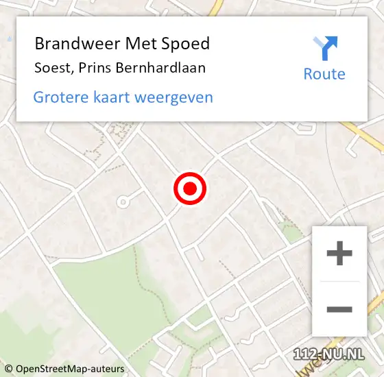 Locatie op kaart van de 112 melding: Brandweer Met Spoed Naar Soest, Prins Bernhardlaan op 10 mei 2020 17:45