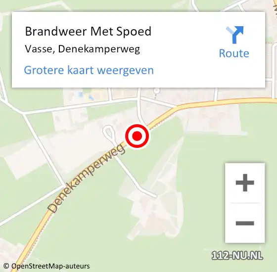 Locatie op kaart van de 112 melding: Brandweer Met Spoed Naar Vasse, Denekamperweg op 10 mei 2020 17:56