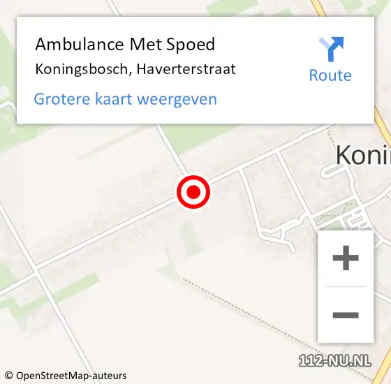 Locatie op kaart van de 112 melding: Ambulance Met Spoed Naar Koningsbosch, Haverterstraat op 10 mei 2020 18:11