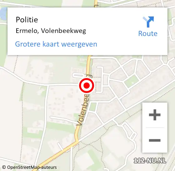 Locatie op kaart van de 112 melding: Politie Ermelo, Volenbeekweg op 10 mei 2020 18:50