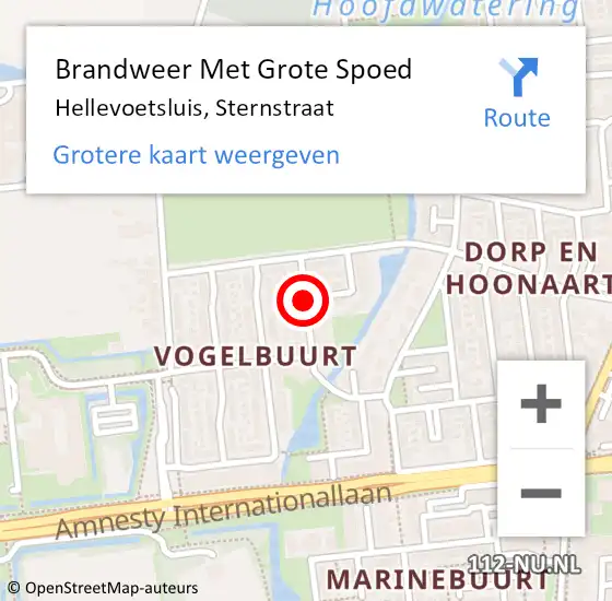 Locatie op kaart van de 112 melding: Brandweer Met Grote Spoed Naar Hellevoetsluis, Sternstraat op 10 mei 2020 20:18