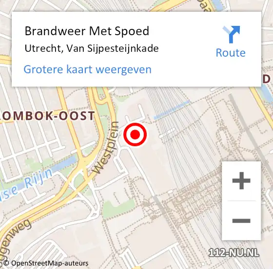 Locatie op kaart van de 112 melding: Brandweer Met Spoed Naar Utrecht, Van Sijpesteijnkade op 10 mei 2020 20:49