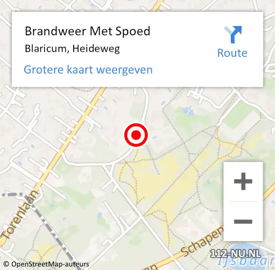 Locatie op kaart van de 112 melding: Brandweer Met Spoed Naar Blaricum, Heideweg op 10 mei 2020 21:01