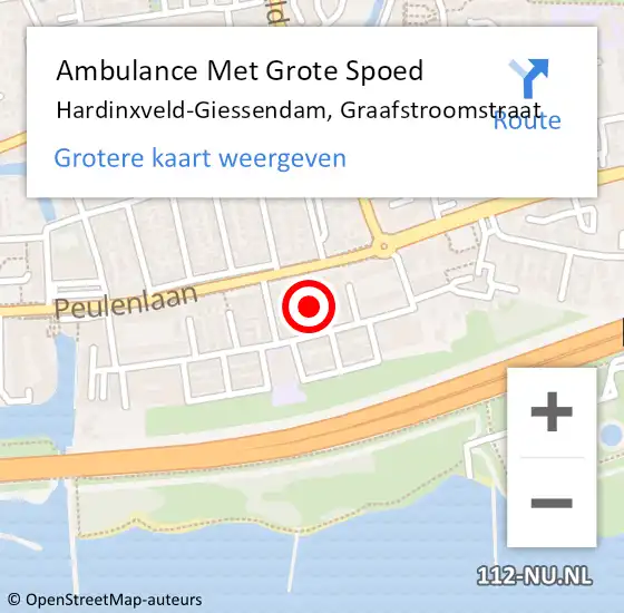 Locatie op kaart van de 112 melding: Ambulance Met Grote Spoed Naar Hardinxveld-Giessendam, Graafstroomstraat op 10 mei 2020 23:25