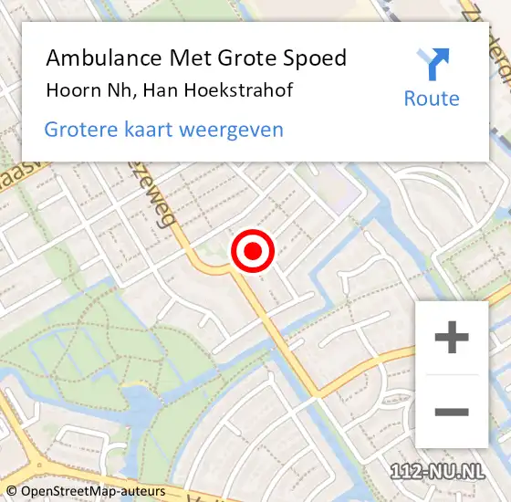 Locatie op kaart van de 112 melding: Ambulance Met Grote Spoed Naar Hoorn Nh, Han Hoekstrahof op 11 mei 2020 01:29