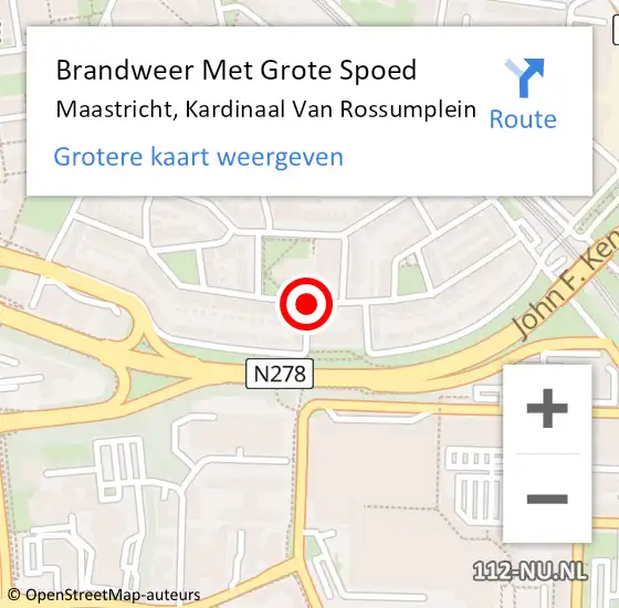 Locatie op kaart van de 112 melding: Brandweer Met Grote Spoed Naar Maastricht, Kardinaal Van Rossumplein op 11 mei 2020 02:23