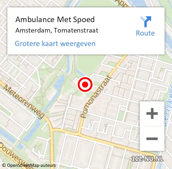 Locatie op kaart van de 112 melding: Ambulance Met Spoed Naar Amsterdam, Tomatenstraat op 11 mei 2020 05:43