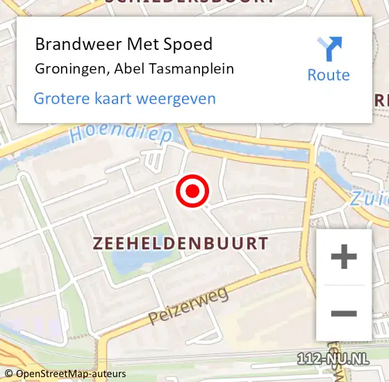 Locatie op kaart van de 112 melding: Brandweer Met Spoed Naar Groningen, Abel Tasmanplein op 11 mei 2020 06:32