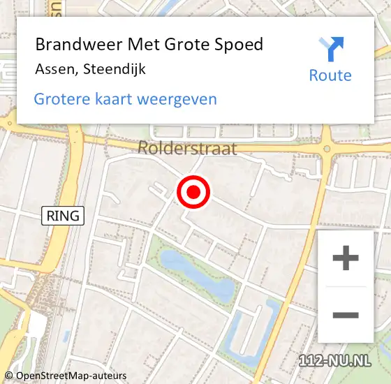 Locatie op kaart van de 112 melding: Brandweer Met Grote Spoed Naar Assen, Steendijk op 6 mei 2014 11:49