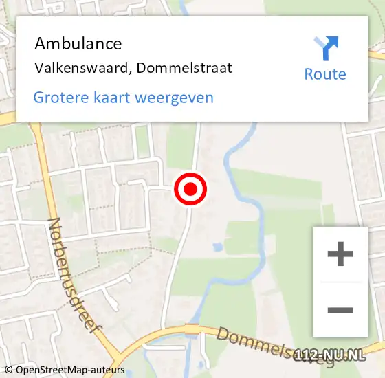 Locatie op kaart van de 112 melding: Ambulance Valkenswaard, Dommelstraat op 11 mei 2020 08:59