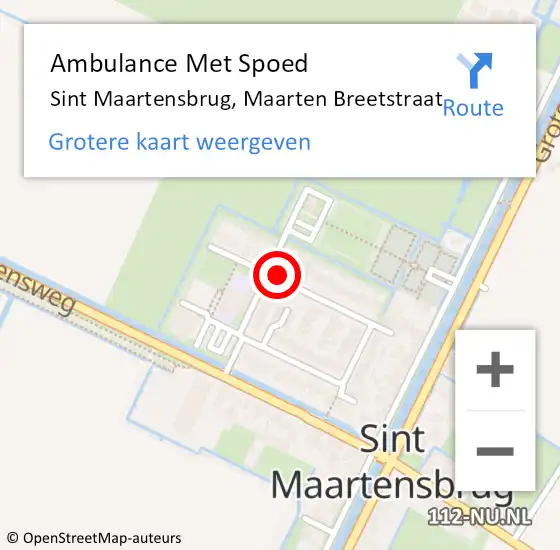 Locatie op kaart van de 112 melding: Ambulance Met Spoed Naar Sint Maartensbrug, Maarten Breetstraat op 11 mei 2020 09:40