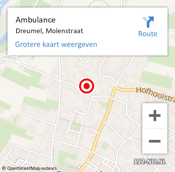 Locatie op kaart van de 112 melding: Ambulance Dreumel, Molenstraat op 11 mei 2020 10:15