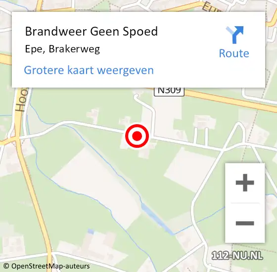 Locatie op kaart van de 112 melding: Brandweer Geen Spoed Naar Epe, Brakerweg op 11 mei 2020 10:31