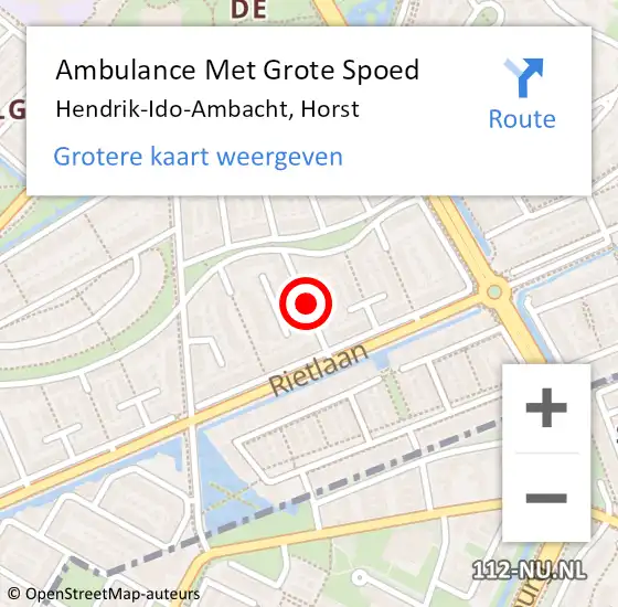 Locatie op kaart van de 112 melding: Ambulance Met Grote Spoed Naar Hendrik-Ido-Ambacht, Horst op 11 mei 2020 11:08