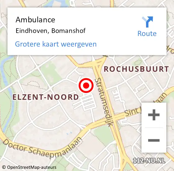 Locatie op kaart van de 112 melding: Ambulance Eindhoven, Bomanshof op 11 mei 2020 11:08