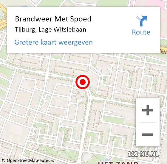 Locatie op kaart van de 112 melding: Brandweer Met Spoed Naar Tilburg, Lage Witsiebaan op 11 mei 2020 11:18