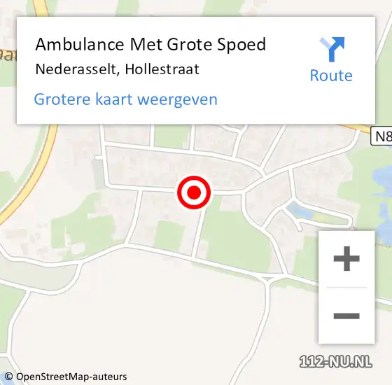 Locatie op kaart van de 112 melding: Ambulance Met Grote Spoed Naar Nederasselt, Hollestraat op 11 mei 2020 11:27