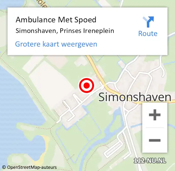 Locatie op kaart van de 112 melding: Ambulance Met Spoed Naar Simonshaven, Prinses Ireneplein op 6 mei 2014 12:11