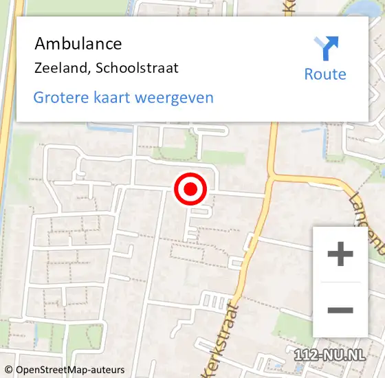 Locatie op kaart van de 112 melding: Ambulance Zeeland, Schoolstraat op 11 mei 2020 13:54