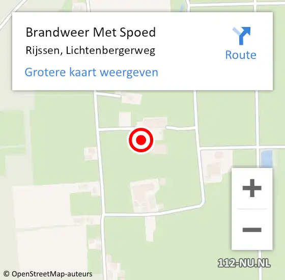 Locatie op kaart van de 112 melding: Brandweer Met Spoed Naar Rijssen, Lichtenbergerweg op 11 mei 2020 14:03