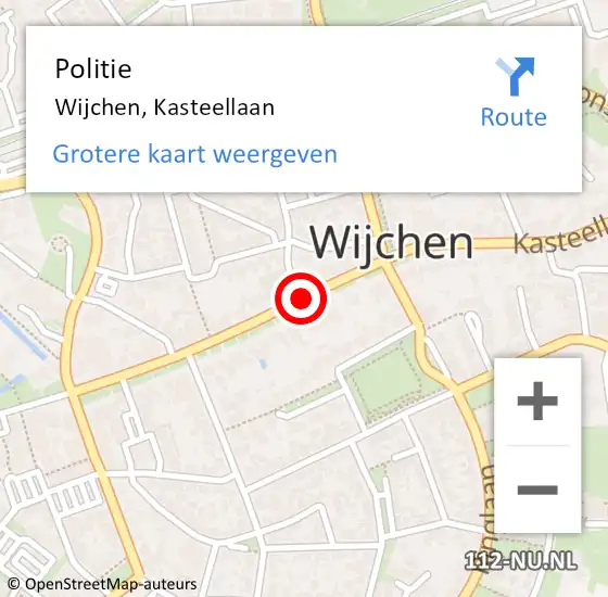 Locatie op kaart van de 112 melding: Politie Wijchen, Kasteellaan op 11 mei 2020 15:02