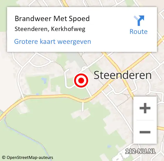 Locatie op kaart van de 112 melding: Brandweer Met Spoed Naar Steenderen, Kerkhofweg op 11 mei 2020 15:04