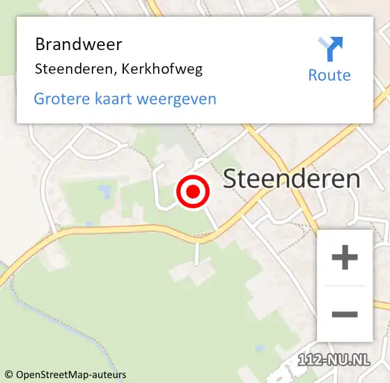 Locatie op kaart van de 112 melding: Brandweer Steenderen, Kerkhofweg op 11 mei 2020 15:06