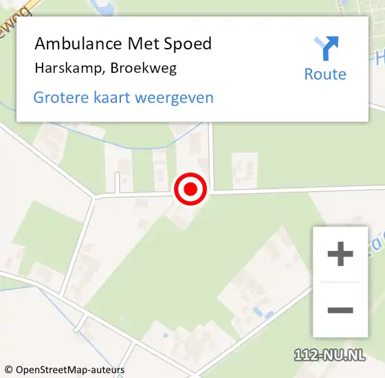 Locatie op kaart van de 112 melding: Ambulance Met Spoed Naar Harskamp, Broekweg op 11 mei 2020 15:14