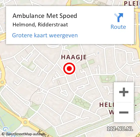 Locatie op kaart van de 112 melding: Ambulance Met Spoed Naar Helmond, Ridderstraat op 11 mei 2020 15:55
