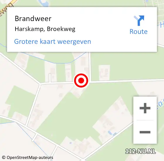 Locatie op kaart van de 112 melding: Brandweer Harskamp, Broekweg op 11 mei 2020 16:17