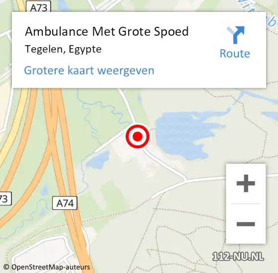 Locatie op kaart van de 112 melding: Ambulance Met Grote Spoed Naar Tegelen, Egypte op 11 mei 2020 16:23