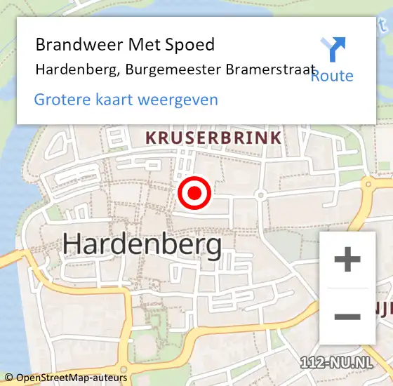 Locatie op kaart van de 112 melding: Brandweer Met Spoed Naar Hardenberg, Burgemeester Bramerstraat op 11 mei 2020 16:28