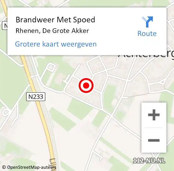 Locatie op kaart van de 112 melding: Brandweer Met Spoed Naar Rhenen, De Grote Akker op 11 mei 2020 16:32