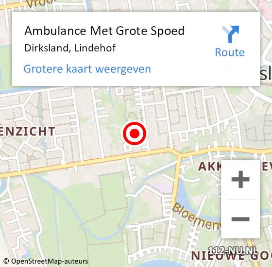 Locatie op kaart van de 112 melding: Ambulance Met Grote Spoed Naar Dirksland, Lindehof op 11 mei 2020 17:09