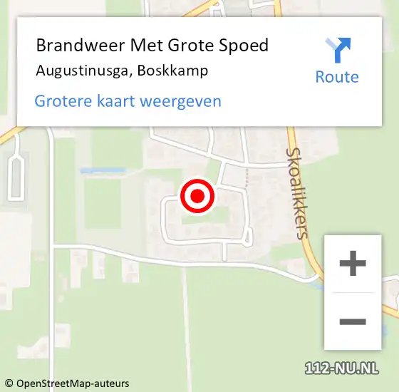 Locatie op kaart van de 112 melding: Brandweer Met Grote Spoed Naar Augustinusga, Boskkamp op 6 mei 2014 12:46