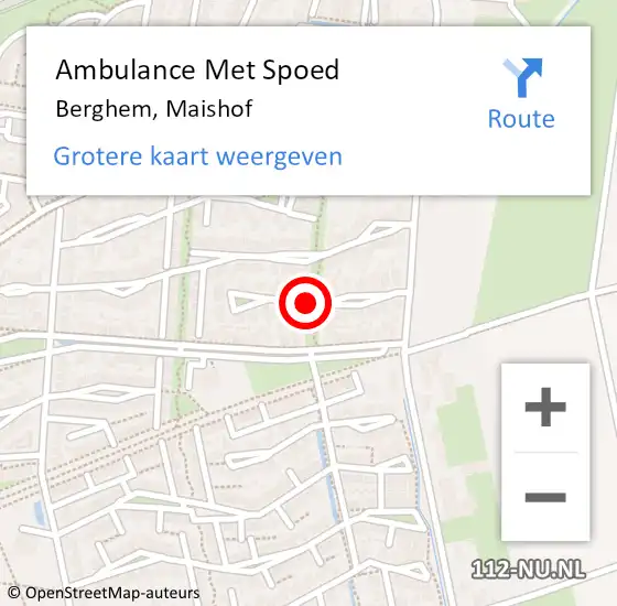 Locatie op kaart van de 112 melding: Ambulance Met Spoed Naar Berghem, Maishof op 11 mei 2020 18:53