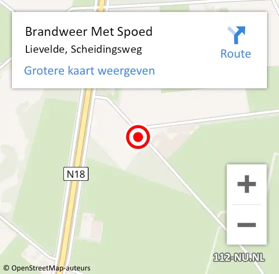 Locatie op kaart van de 112 melding: Brandweer Met Spoed Naar Lievelde, Scheidingsweg op 11 mei 2020 18:55